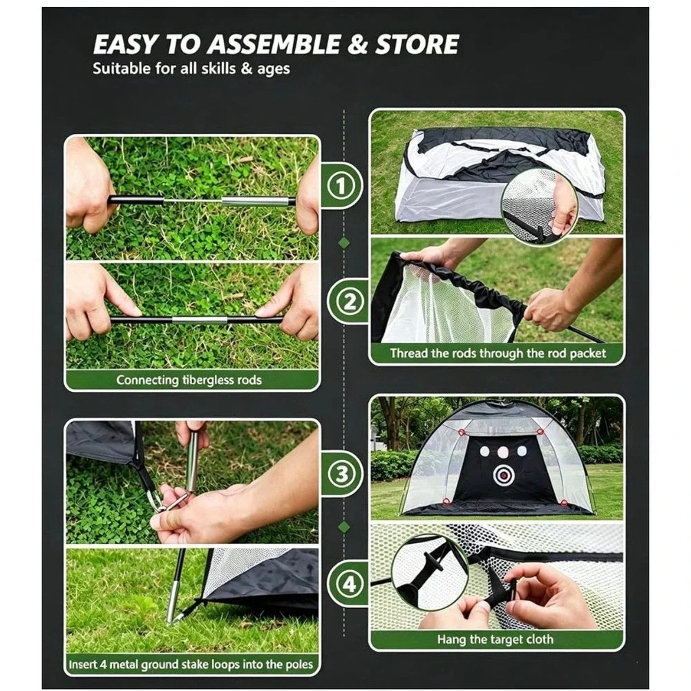 Golf Net: 10 x 7FT Practice Net with Mat for Chipping, Swing, Driving Practi...
